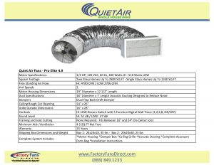 Pro Elite 4.9 Whole House Fan Specifications