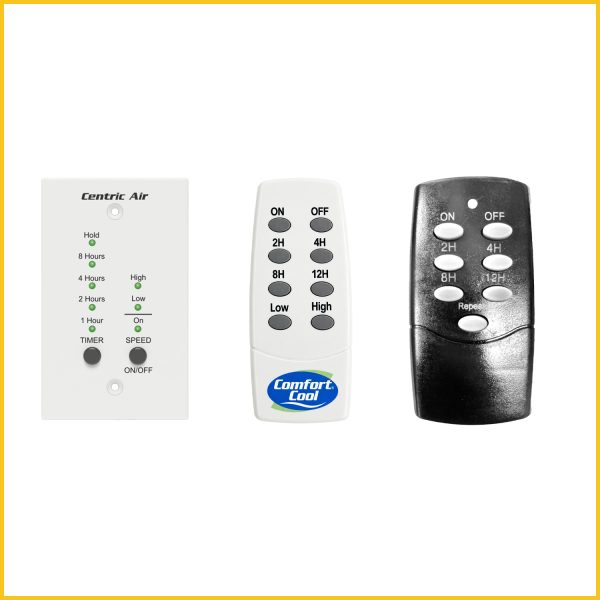 A collage of all of the controls available for QA-Deluxe whole house fans.